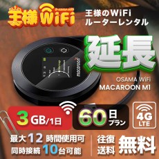 wifi レンタル 延長 3GB / 毎日 60日 無制限 / 高速回線 往復送料無料 Pocket WiFi レンタルwifi ルーター wi-fi 中継器 wifiレンタル ポケットWiFi ポケットWi-Fi 国内 LTE 出張 旅行 入院 一時帰国 テレワーク 在宅 勤務 引越し Macaroon-M1