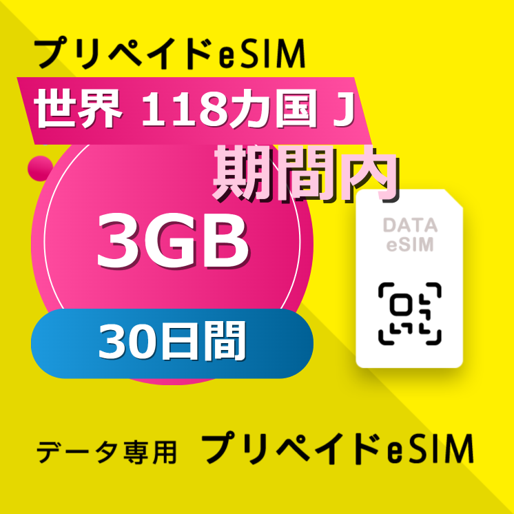世界 118カ国 J 3GB / 30日間