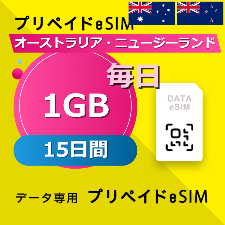 オーストラリア・ニュージーランド 1GB / 毎日 15日間