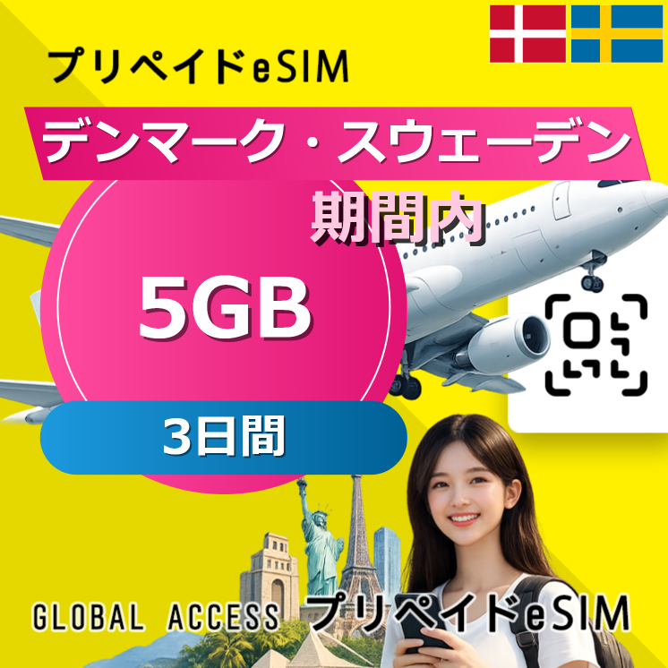 デンマーク・スウェーデン 5GB 3日間