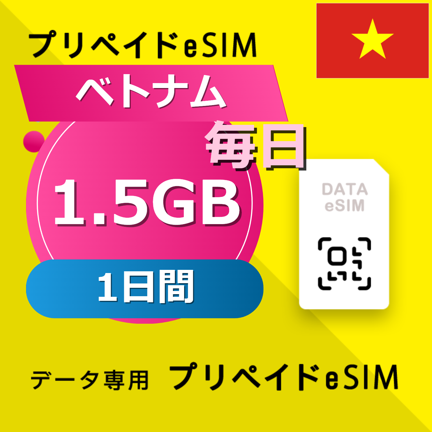 ベトナム 1.5GB / 毎日 1日間