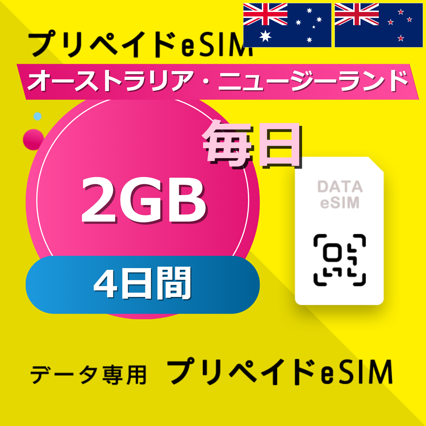 オーストラリア・ニュージーランド 2GB / 毎日 4日間