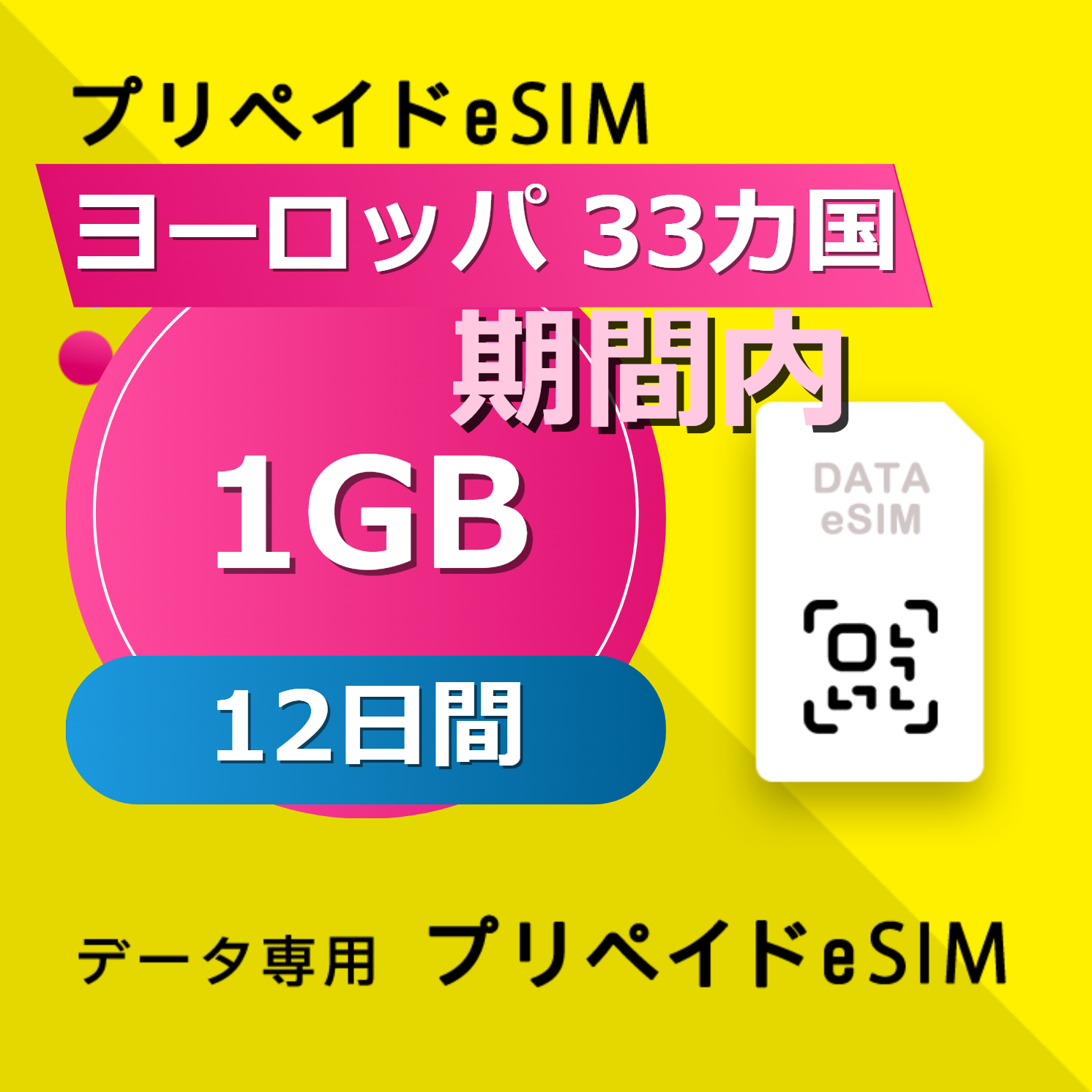 ヨーロッパ 33カ国 1GB / 12日間