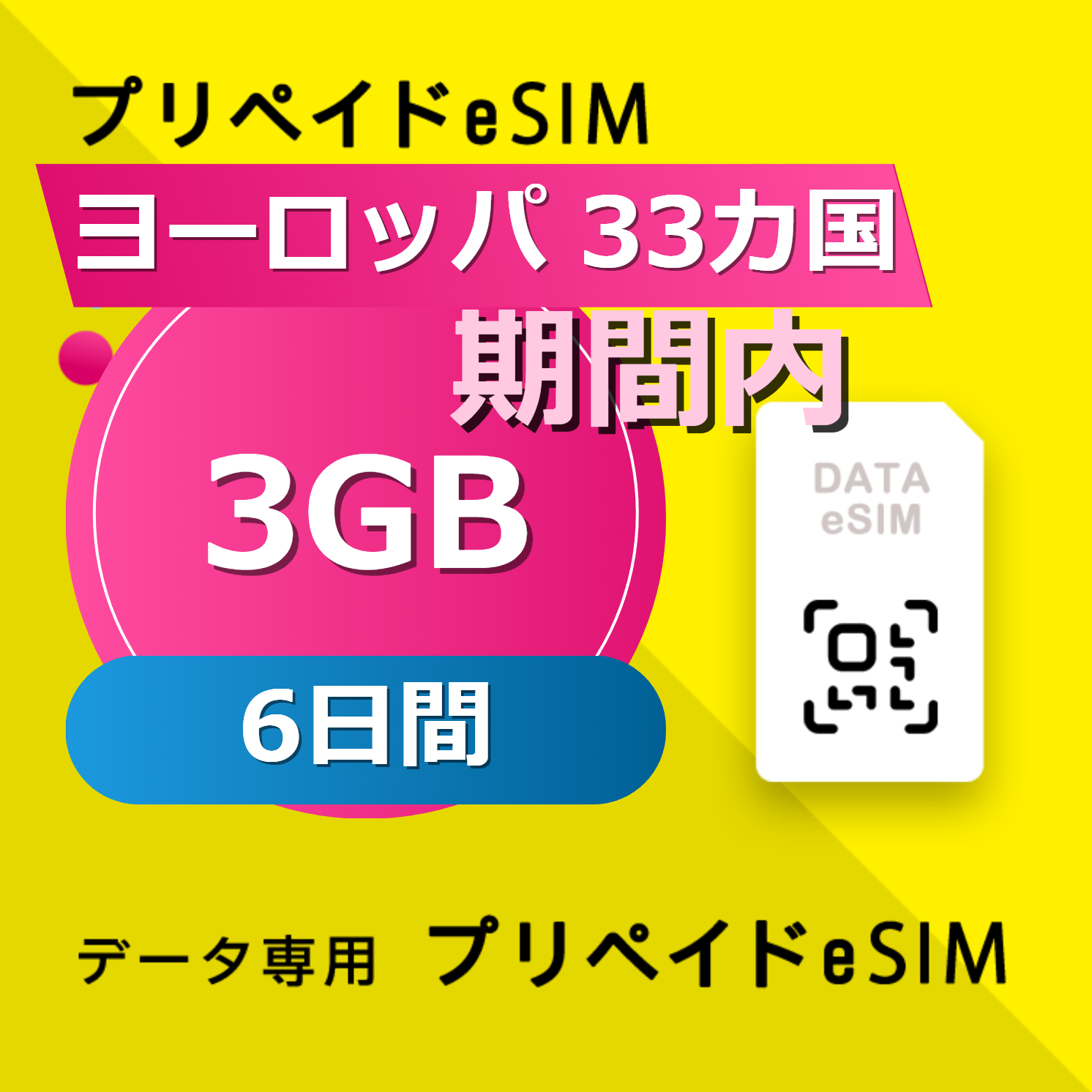 ヨーロッパ 33カ国 3GB / 6日間