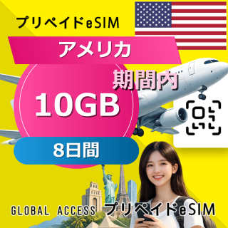 アメリカ eSIM 10GB 8日間