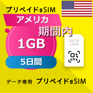 アメリカ 1GB / 5日間