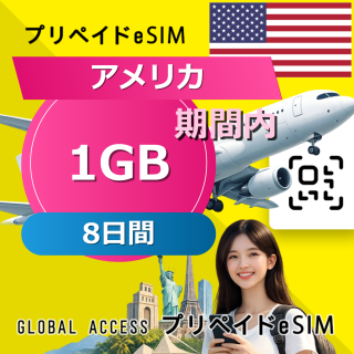 アメリカ eSIM 1GB 8日間