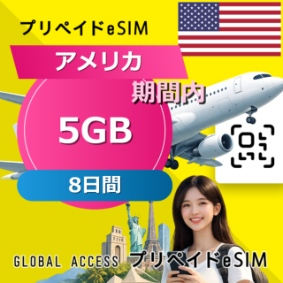 アメリカ eSIM 5GB 8日間