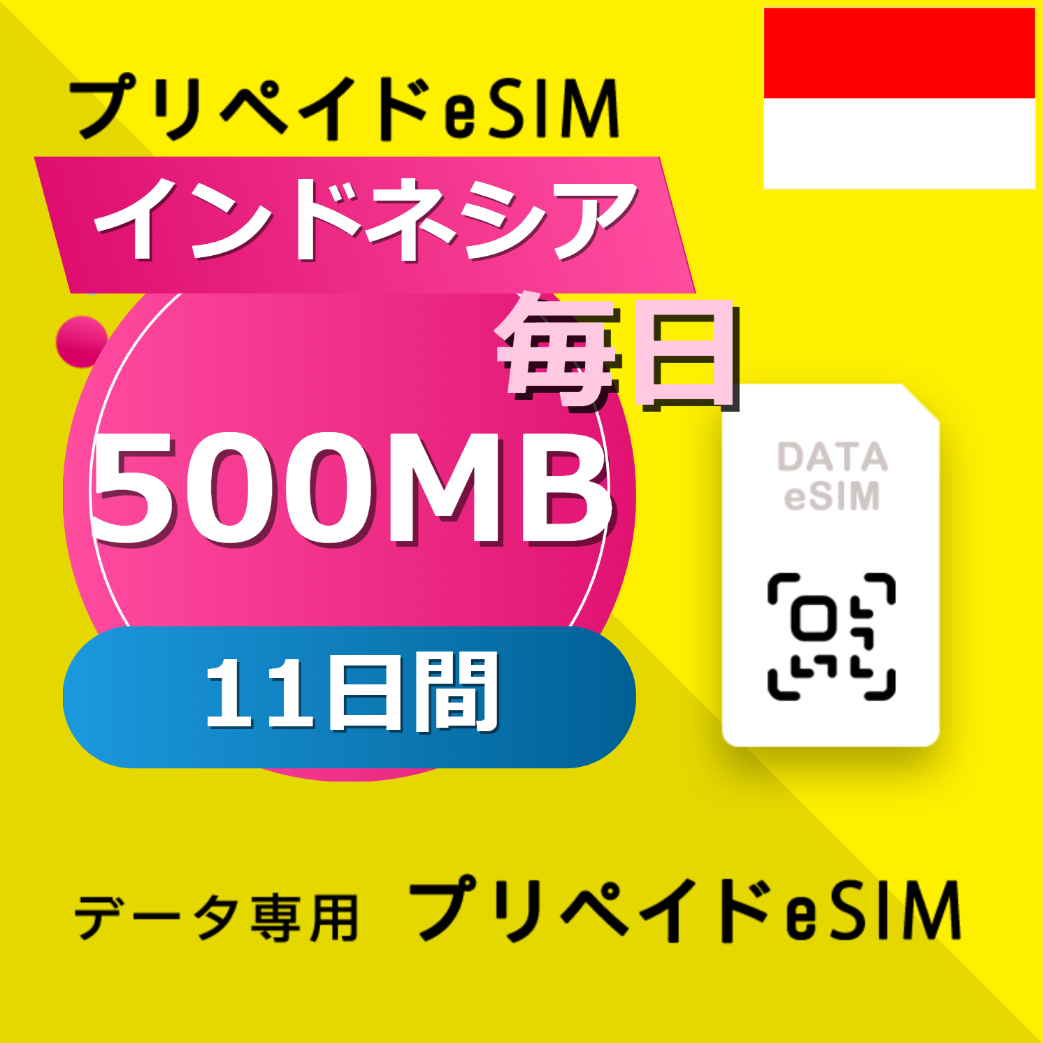 インドネシア 500MB / 毎日 11日間