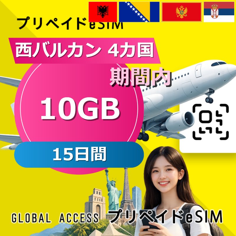 西バルカン 4カ国 eSIM 10GB 15日間