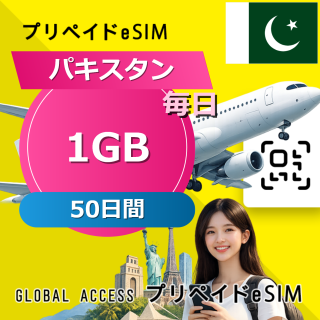パキスタン eSIM 1GB 毎日 50日間