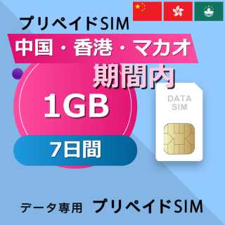 中国・香港・マカオ 1GB / 7日間