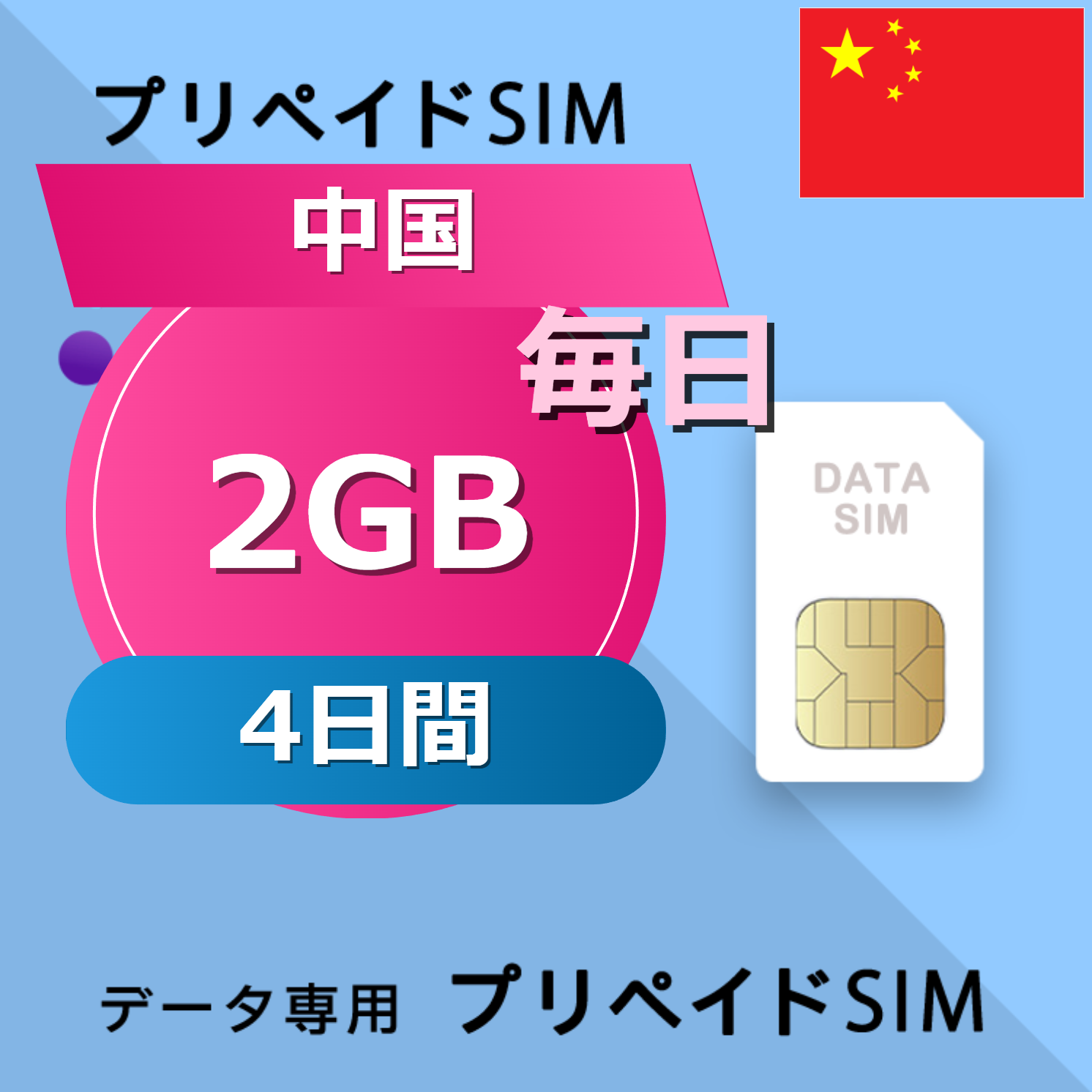 中国 2GB / 毎日 4日間