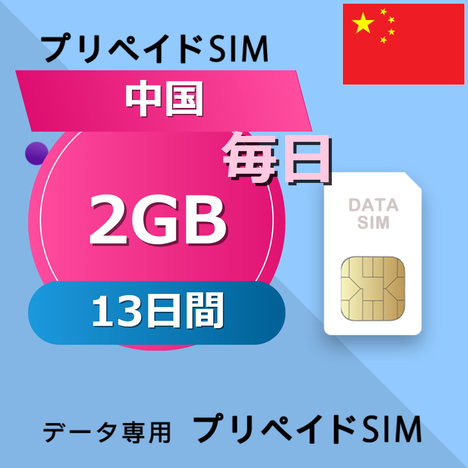 中国 2GB / 毎日 13日間