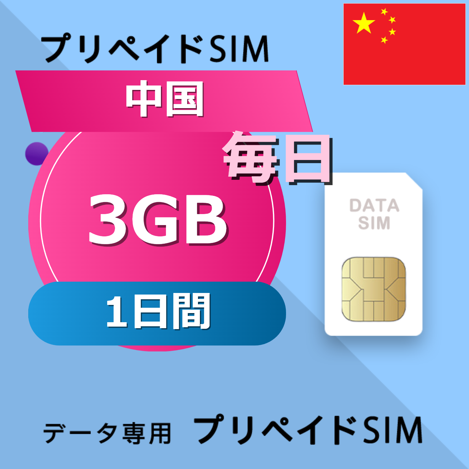 中国 3GB / 毎日 1日間