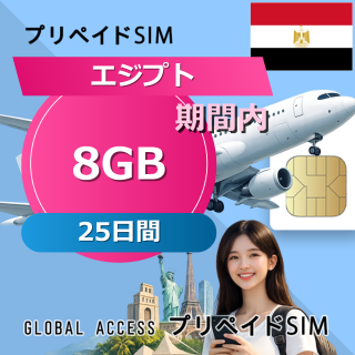 エジプト SIMカード 8GB 毎日 25日間