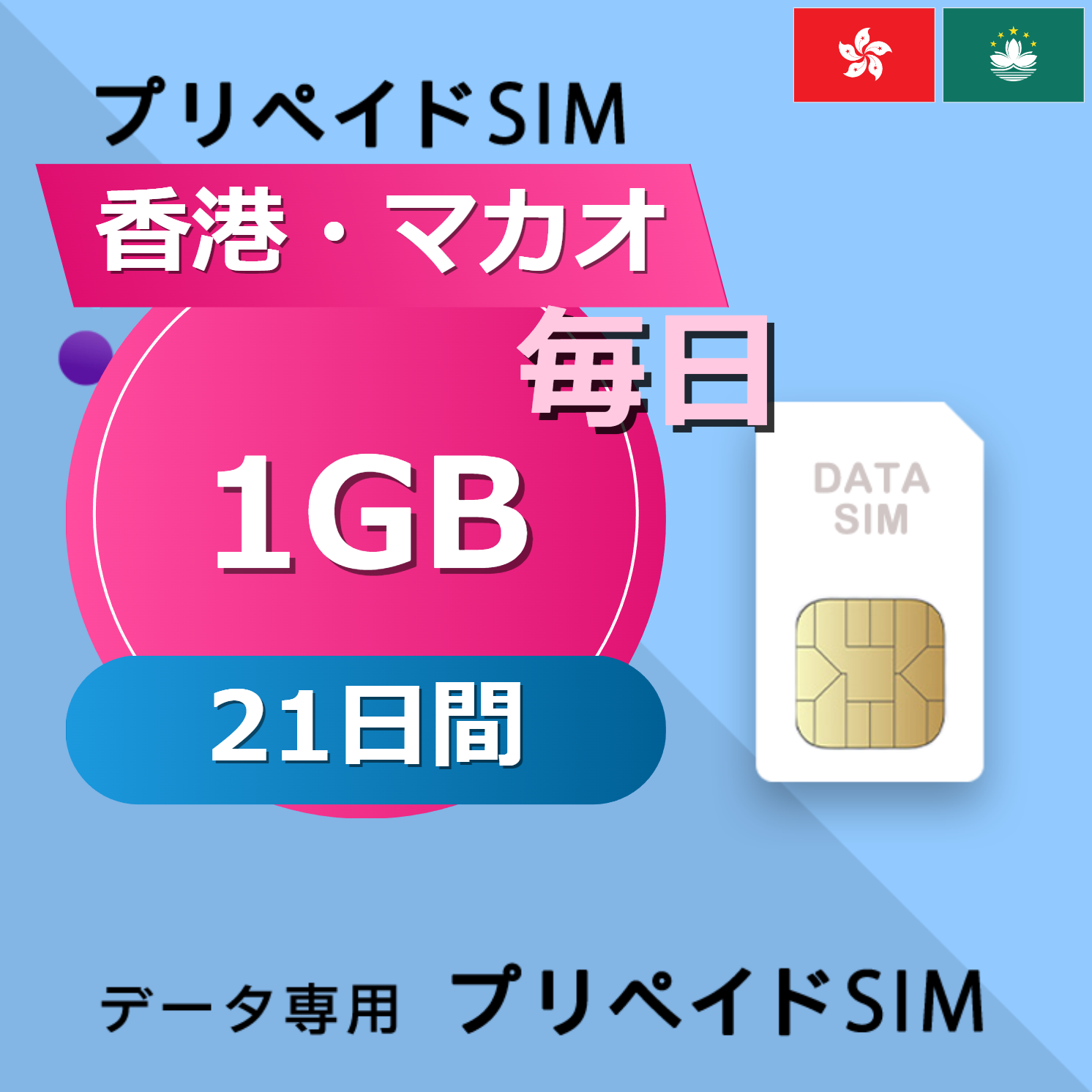 香港・マカオ 1GB / 毎日 21日間