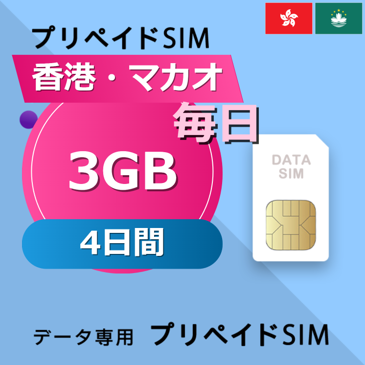 香港・マカオ 3GB / 毎日 4日間