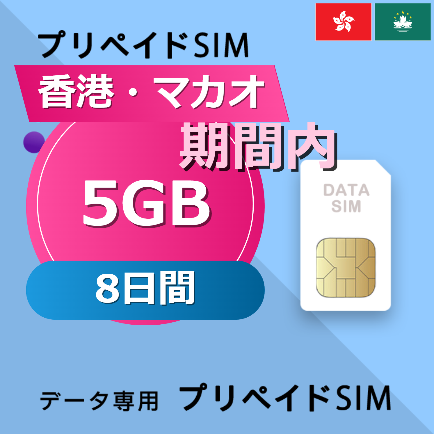 香港・マカオ 5GB / 8日間