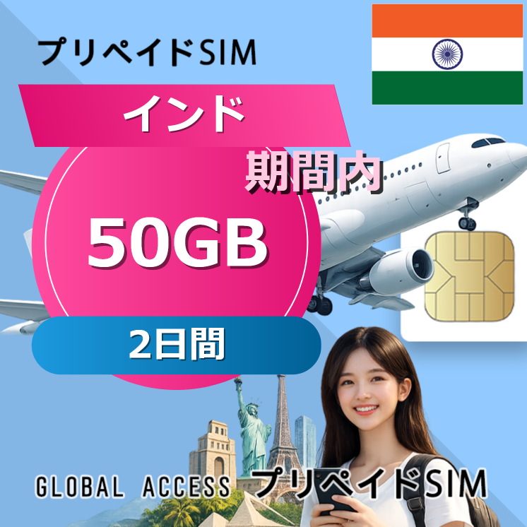 インド SIMカード 50GB 2日間