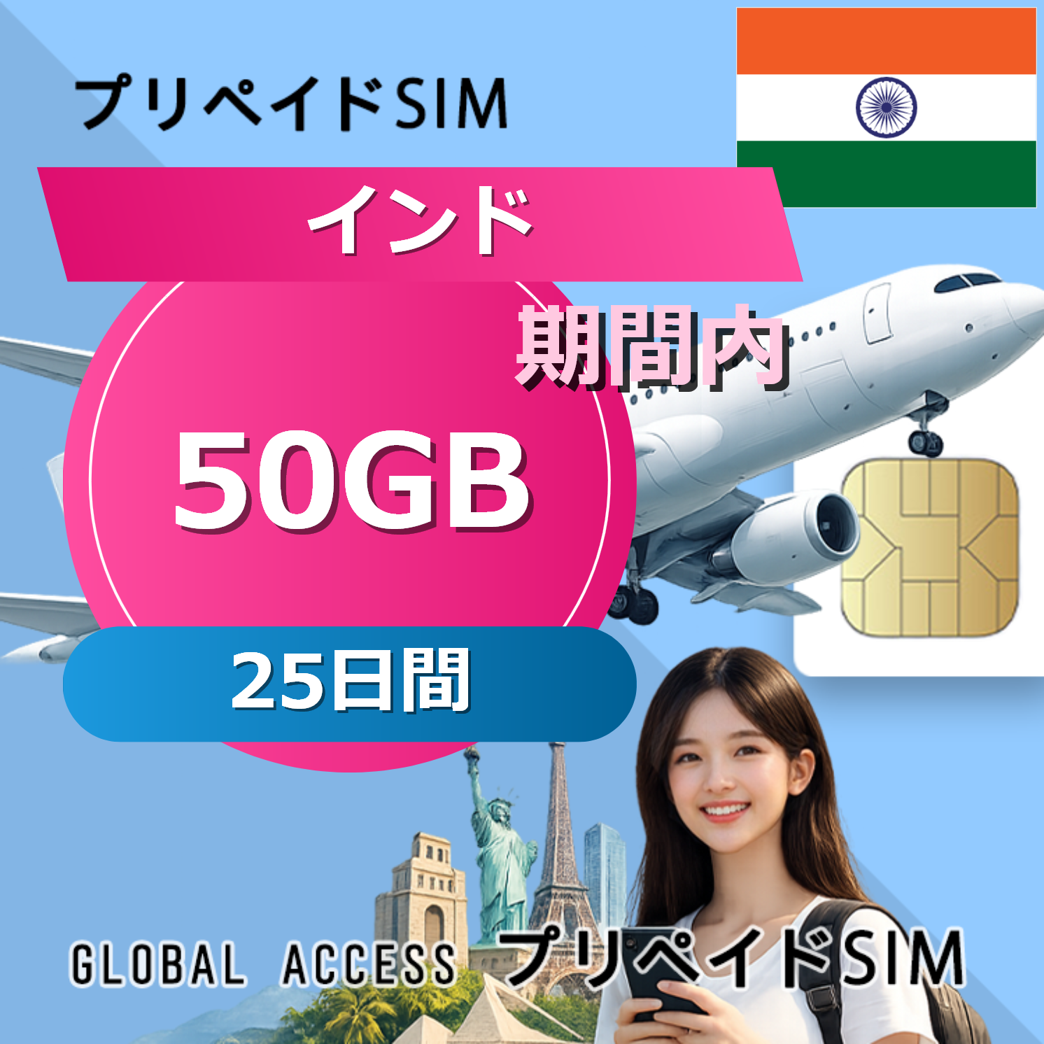 インド SIMカード 50GB 25日間