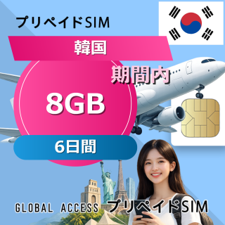 韓国 SIMカード 8GB 6日間