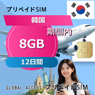 韓国 SIMカード 8GB 12日間