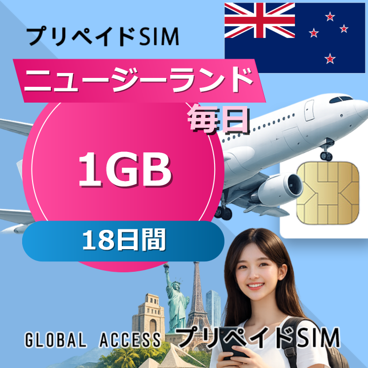 ニュージーランド 1GB / 毎日 18日間