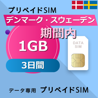 デンマーク・スウェーデン 1GB / 3日間
