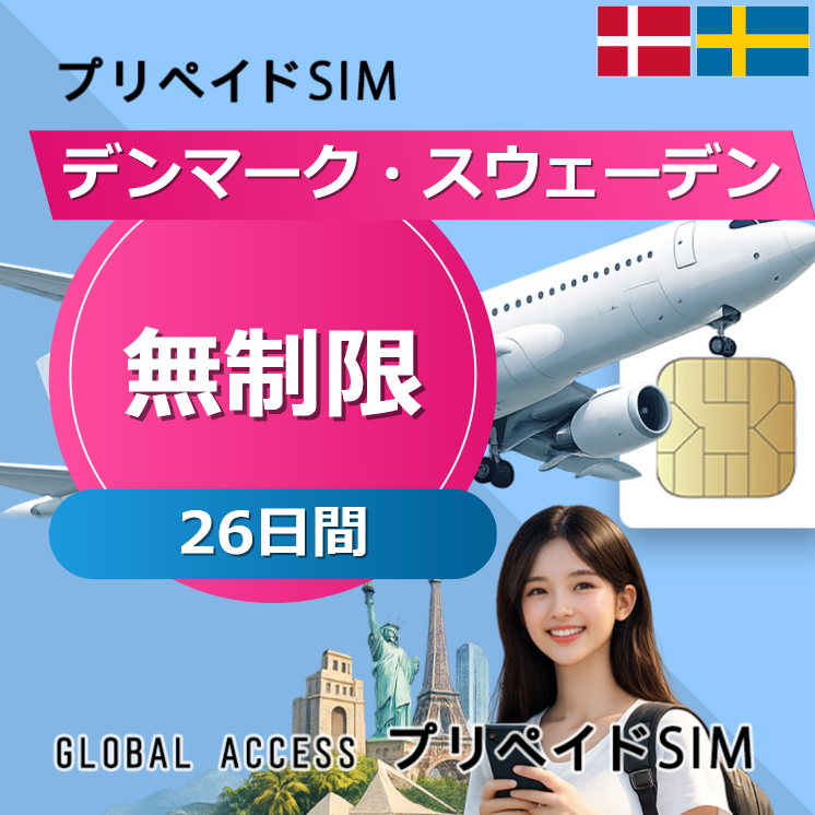 デンマーク・スウェーデン SIMカード 無制限 26日間