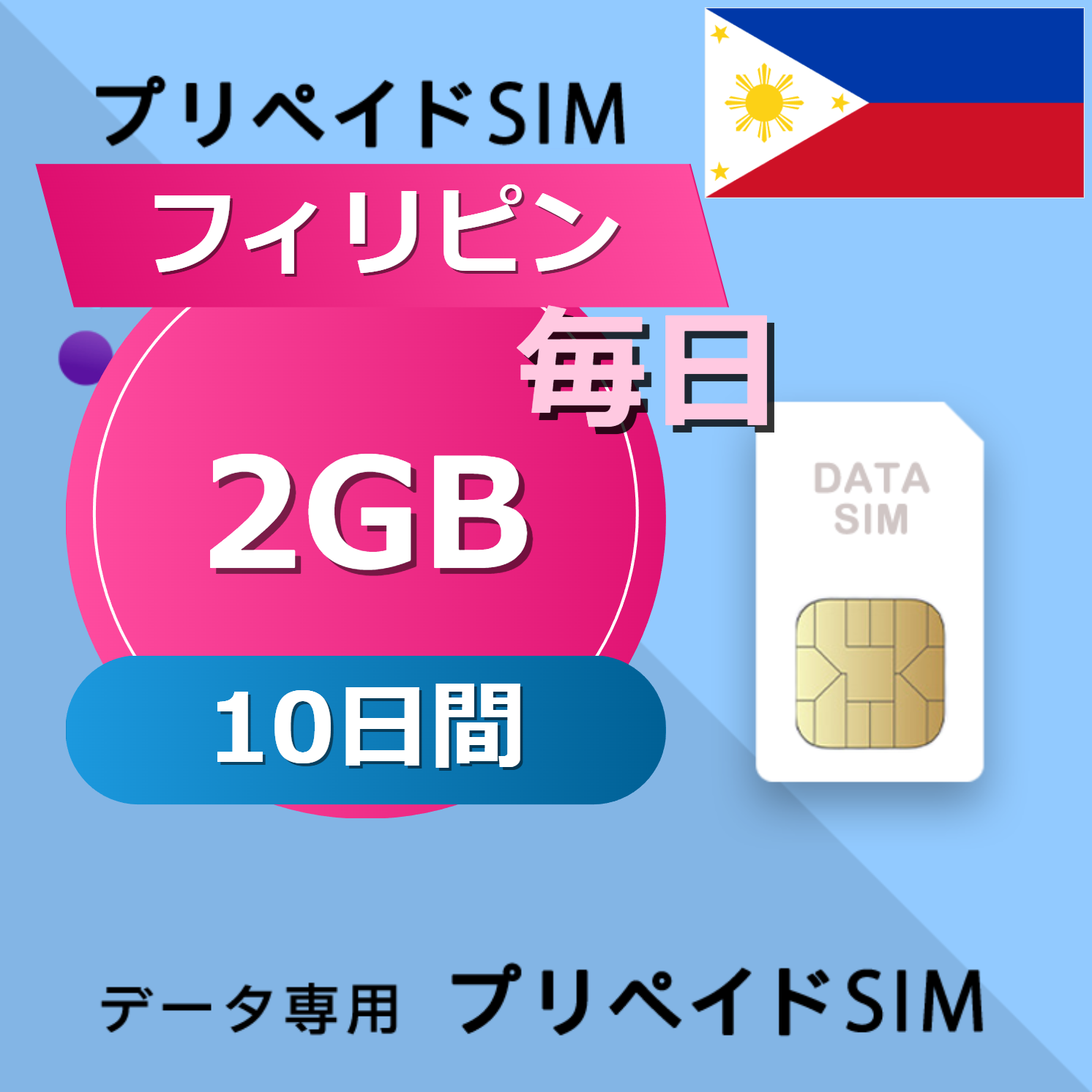 フィリピン 2GB / 毎日 10日間