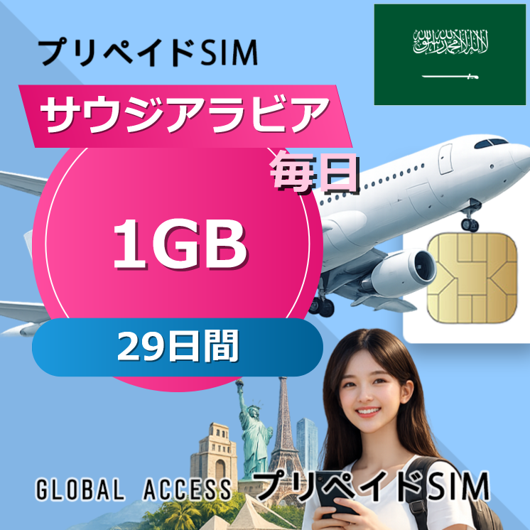 サウジアラビア SIMカード 1GB 毎日 29日間