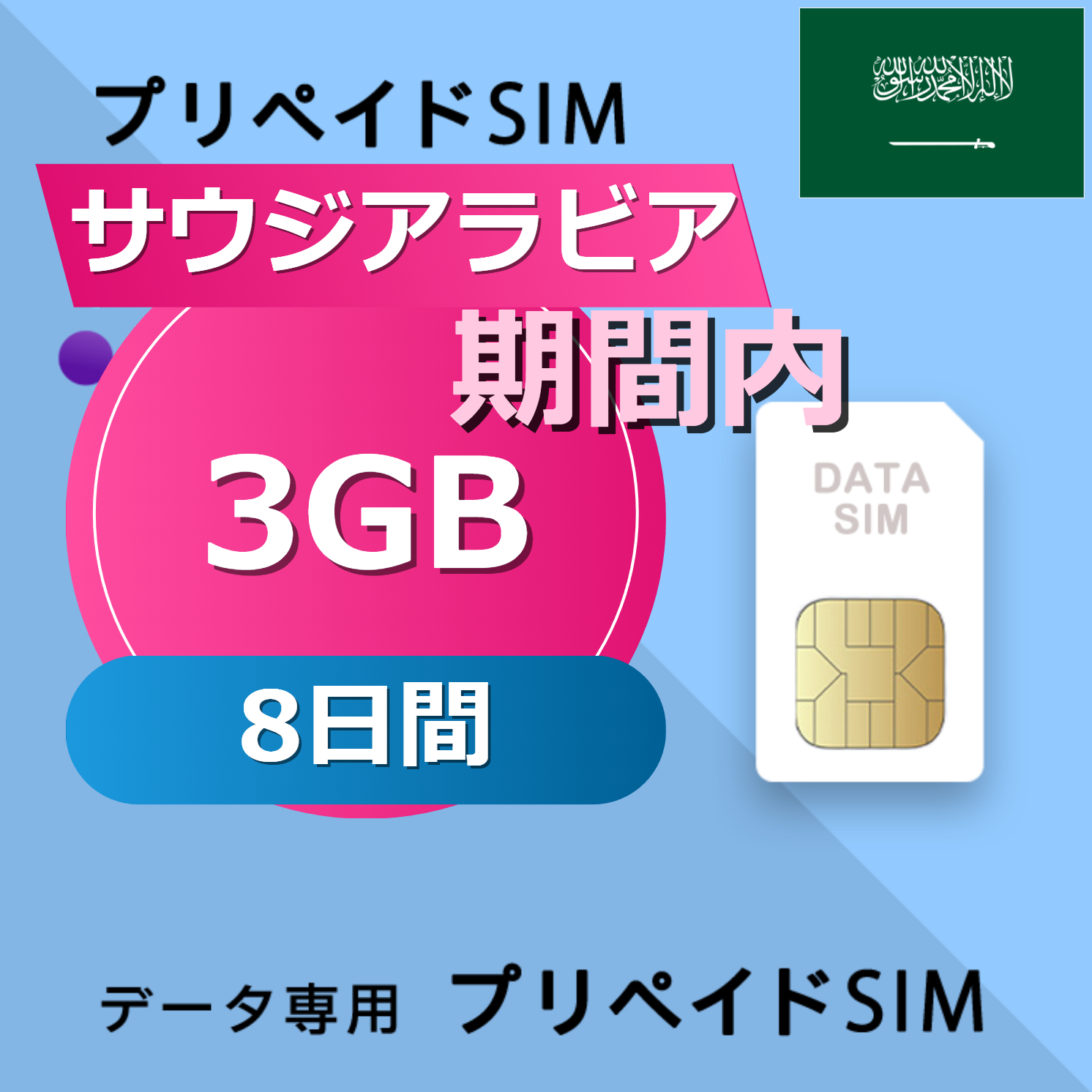 サウジアラビア 3GB / 8日間
