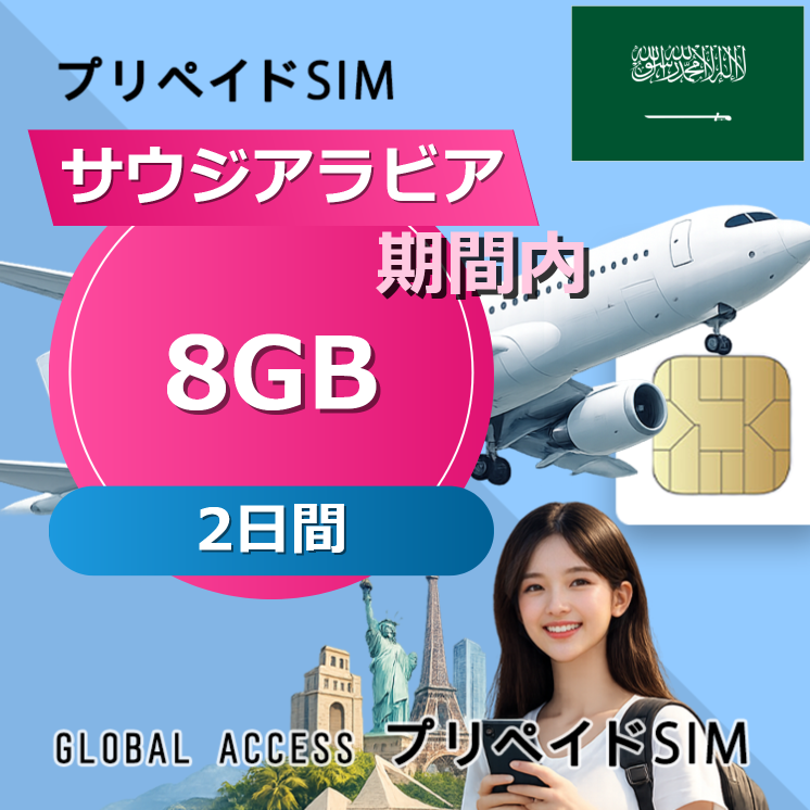 サウジアラビア SIMカード 8GB 2日間