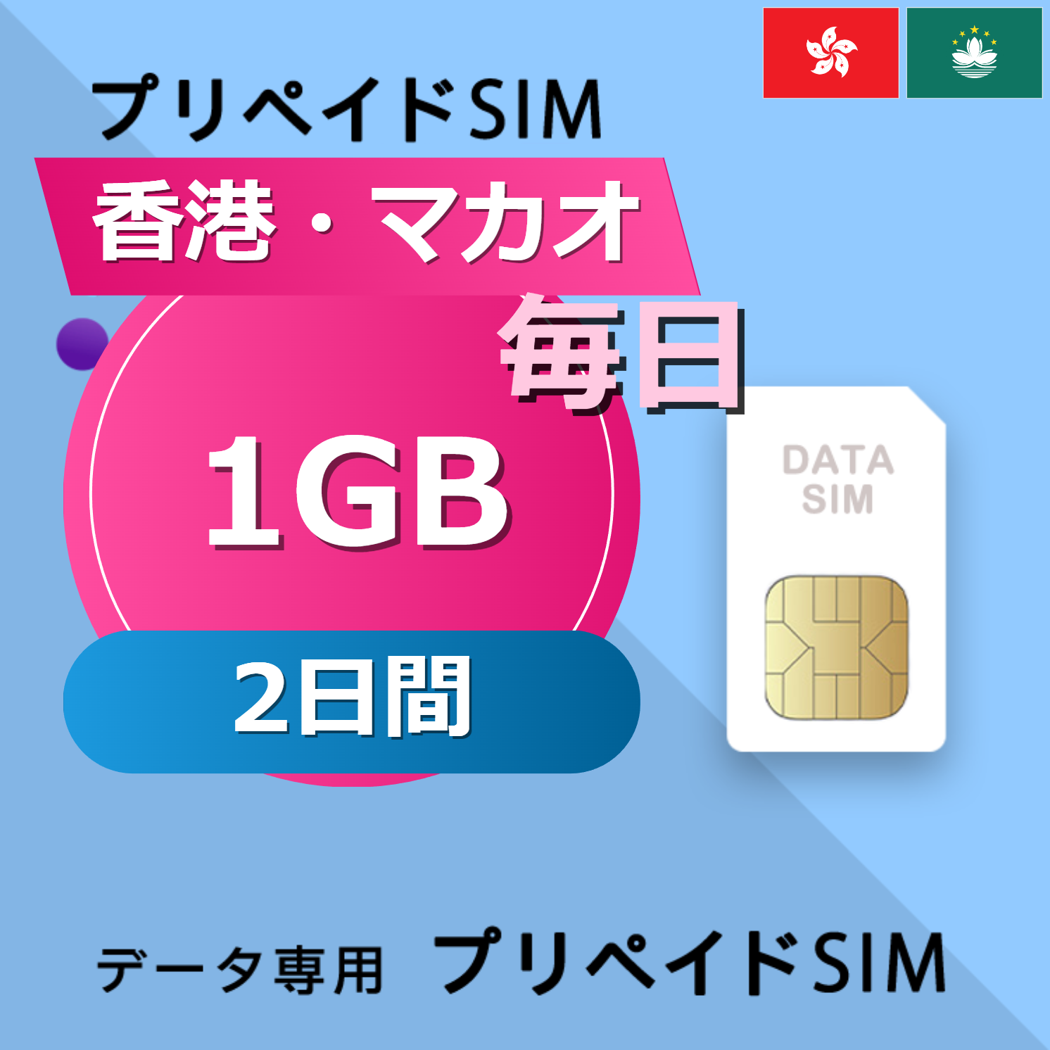 香港・マカオ 1GB / 毎日 2日間