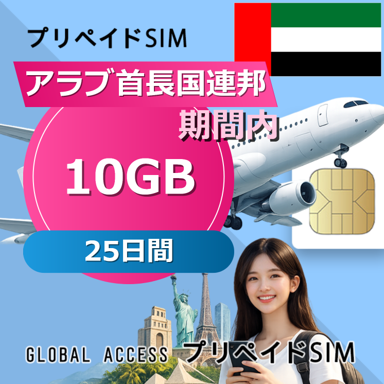 アラブ首長国連邦 SIMカード 10GB 25日間