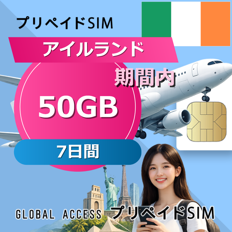 アイルランド SIMカード 50GB 7日間