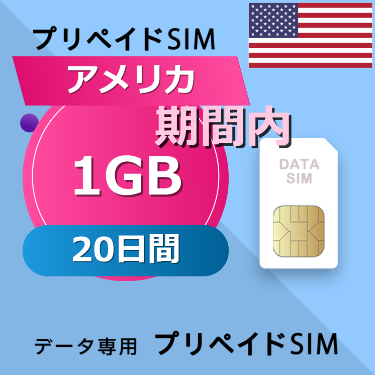 アメリカ 1GB / 20日間