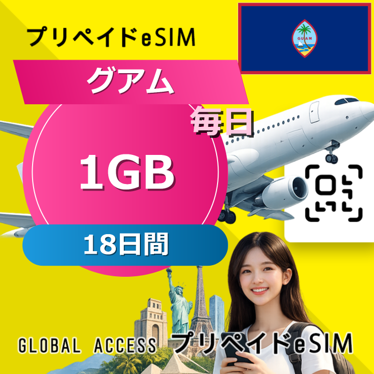 グアム eSIM 1GB 毎日 18日間