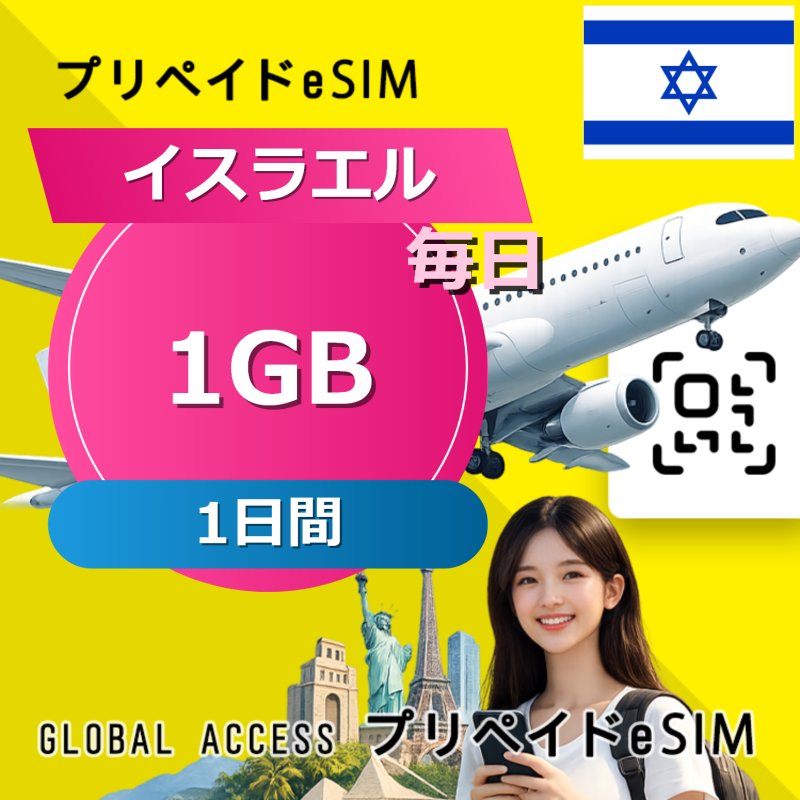 イスラエル eSIM 1GB 毎日 1日間