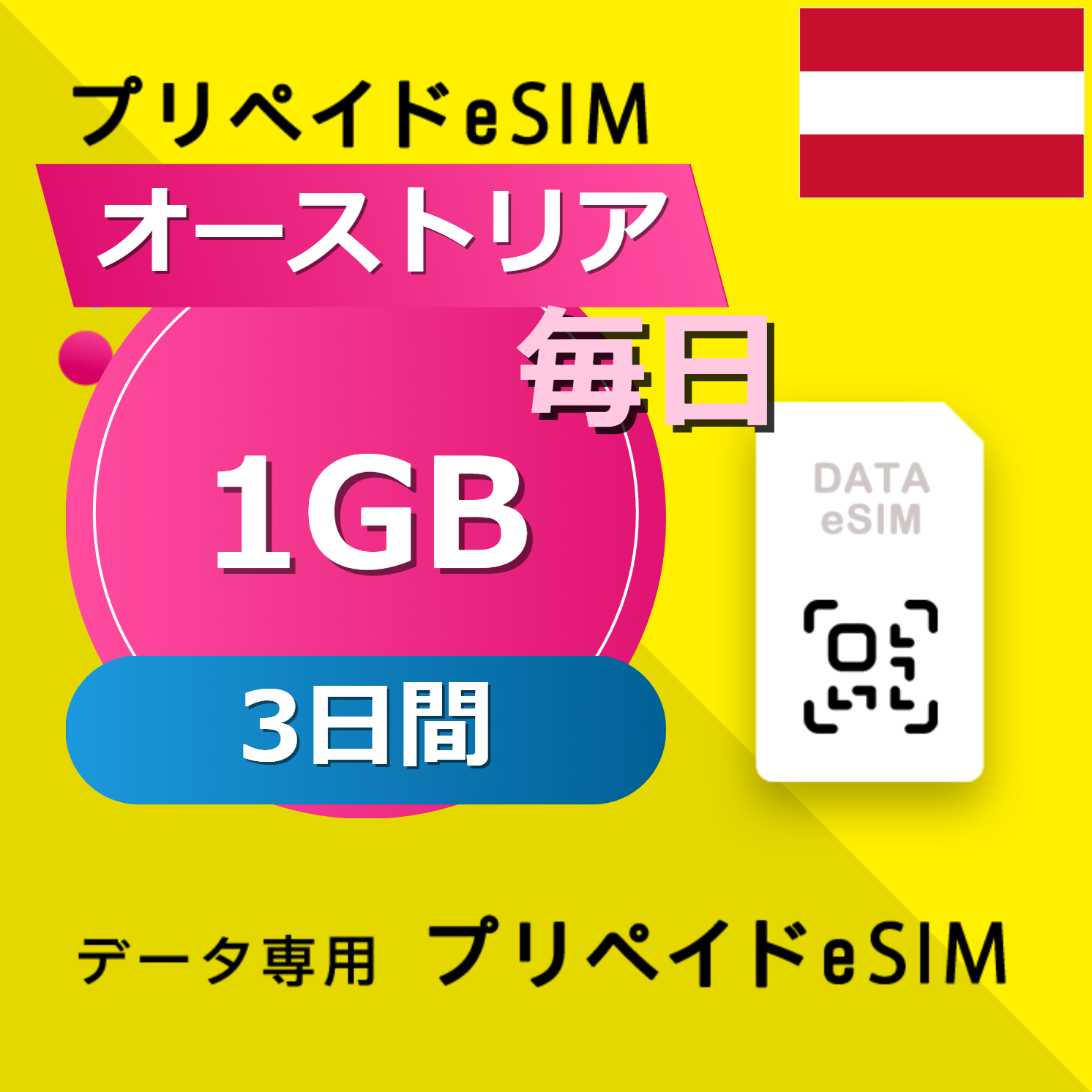オーストリア 1GB / 毎日 3日間