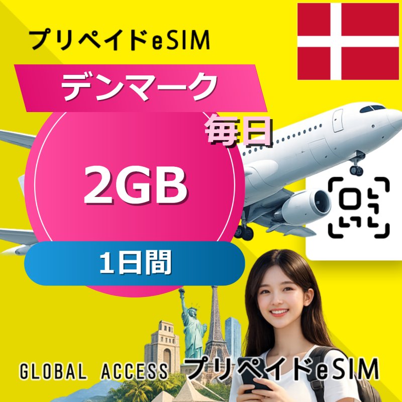 デンマーク eSIM 2GB 毎日 1日間