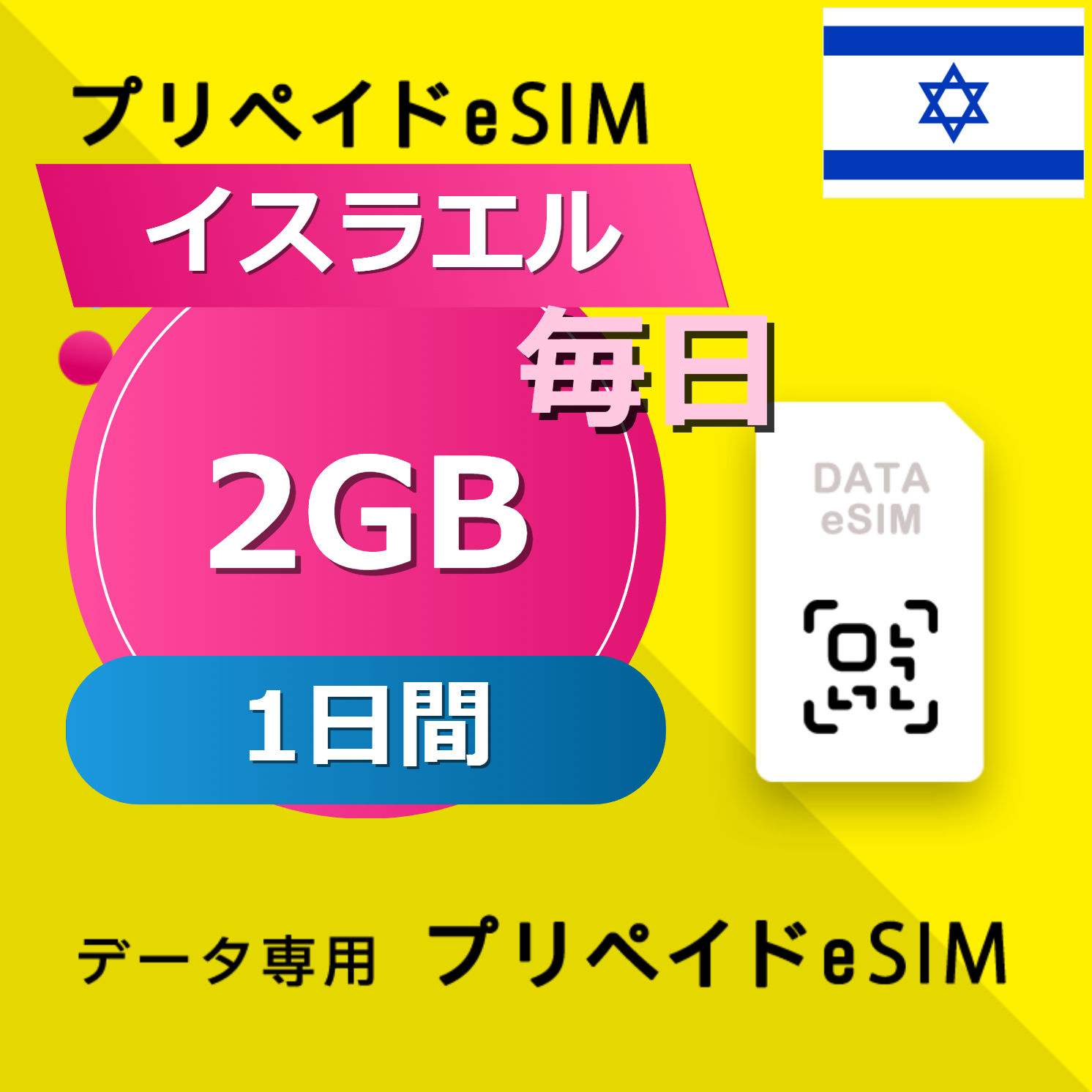 イスラエル 2GB / 毎日 1日間