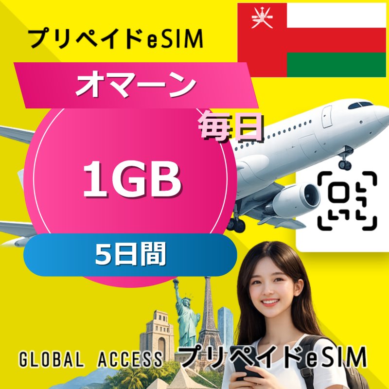 オマーン eSIM 1GB 毎日 5日間
