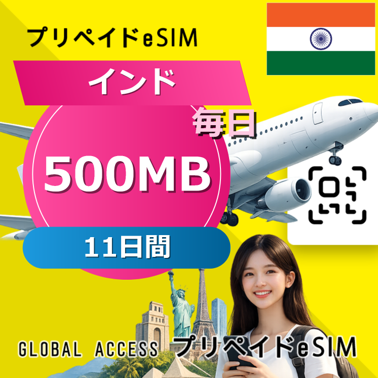 インド 500MB / 毎日 11日間