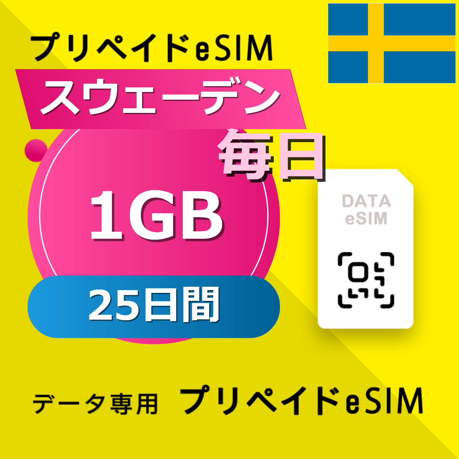 スウェーデン 1GB / 毎日 25日間