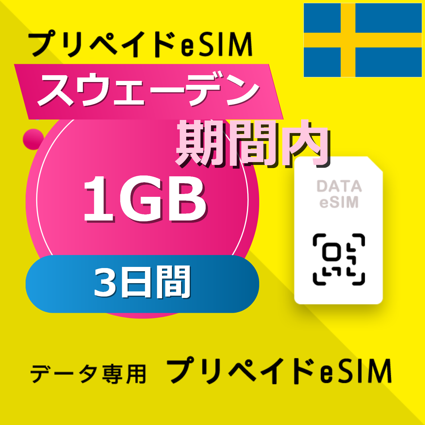 スウェーデン 1GB / 3日間