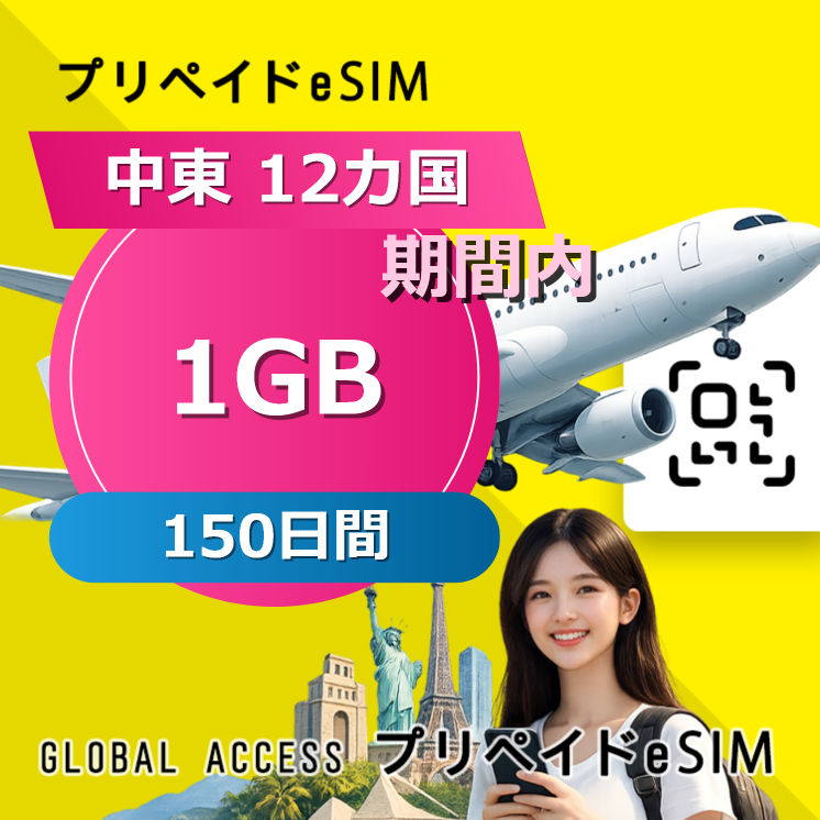 中東 12カ国 1GB / 150日間