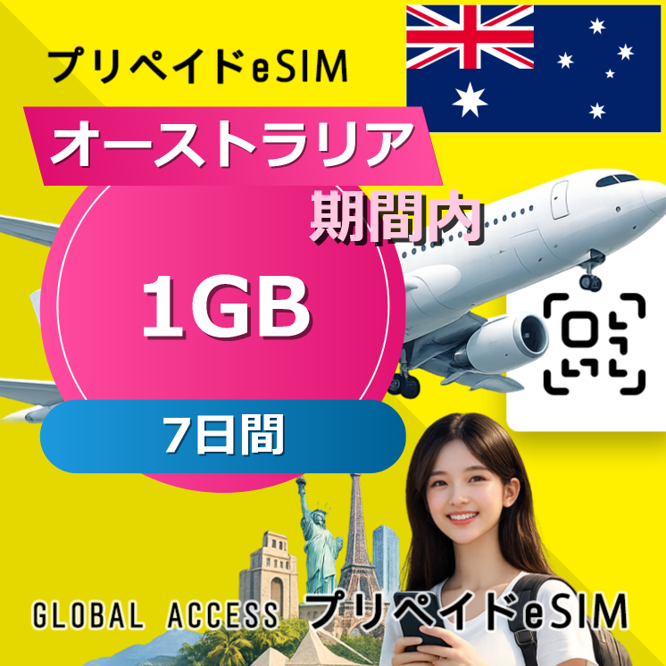 オーストラリア eSIM 1GB 7日間