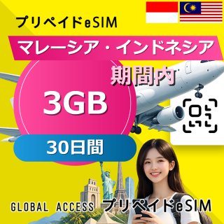 マレーシア・インドネシア eSIM 3GB 30日間